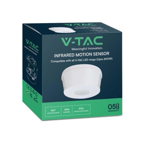 Czujnik Ruchu V-TAC Sufitowy Natynkowy 360st fi103 2000W Biały VT-81000
