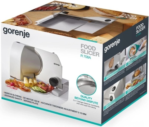 Krajalnica ze stali nierdzewnej srebrna Gorenje R708A