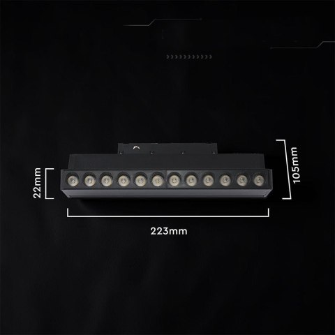 Oprawa szynoprzewód 48V V-TAC 10W 48V 36st LEDczarna 22cmT-41029 4000K 840lm