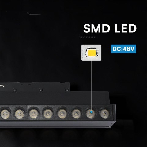 Oprawa szynoprzewód 48V V-TAC 10W 48V 36st LEDczarna 22cmT-41029 4000K 840lm