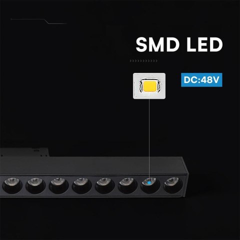 Oprawa szynoprzewód 48V V-TAC 15W 48V 36st LED czarna 33cm VT-41022 4000K 1215lm