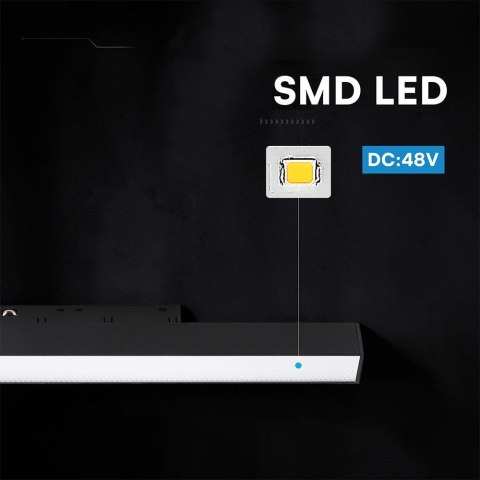 Oprawa szynoprzewód 48V V-TAC 20W 48V 120st LED czarna 60cm VT-41027 4000K 2230lm