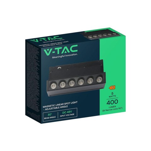 Oprawa szynoprzewód 48V V-TAC 5W 48V 36st LED czarna 12cm VT-41028 4000K 400lm