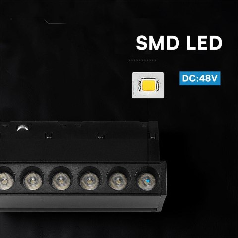 Oprawa szynoprzewód 48V V-TAC 5W 48V 36st LED czarna 12cm VT-41028 4000K 400lm