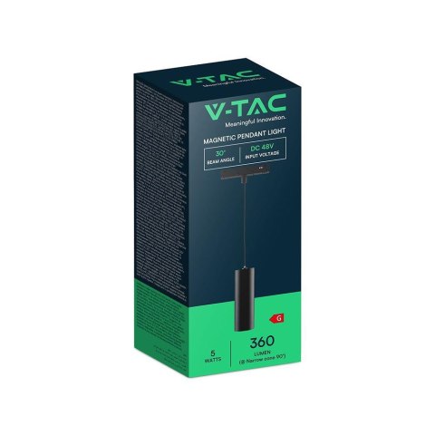Oprawa szynoprzewód 48V V-TAC 5W 48V LED czarna zwieszana VT-40006 4000K 360lm