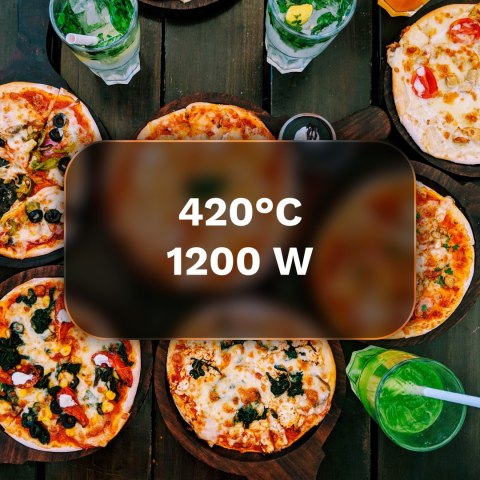 Piec do pizzy TEESA SUPREME FUN 1200W, 400 stopni, dwie grzałki, czarny