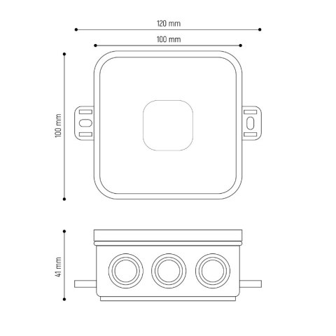 Puszka elastyczna, natynkowa, 12-torowa, IP54, 100 x 100 mm, czarna