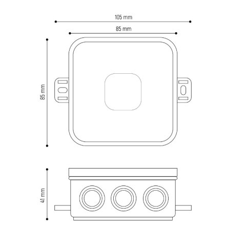 Puszka elastyczna, natynkowa, 12-torowa, IP54, 85 x 85 mm, czarna