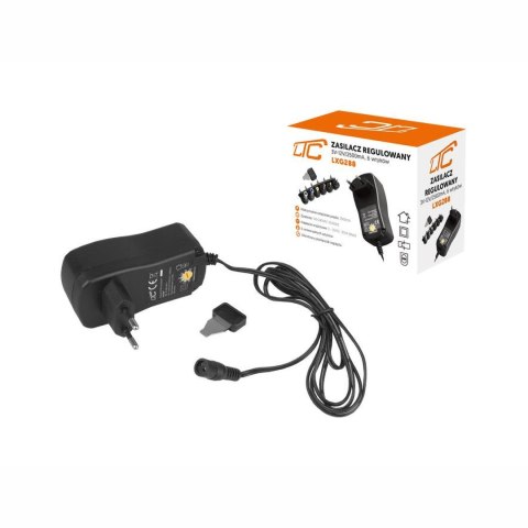 Zasilacz regulowany 3 V-12 V/2500 mA, 6 wtyków LXG288
