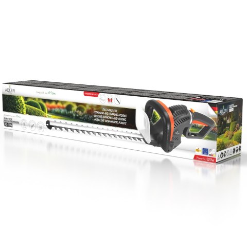 Adler Elektryczne nożyce do żywopłotu | Długość ostrza 61 cm | Ostrza wycinane laserowo | Zestaw z akcesoriami