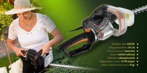 Adler Elektryczne nożyce do żywopłotu | Długość ostrza 61 cm | Ostrza wycinane laserowo | Zestaw z akcesoriami