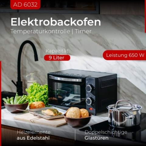 Adler Piekarnik elektryczny 9L | Regulacja temperatury | Minutnik |