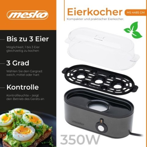Mesko Jajowar na 3 jaja | Automatyczny | Metalowa obudowa