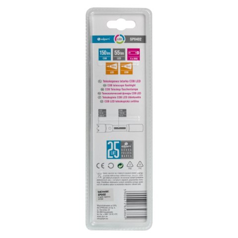 Teleskopowa latarka COB LED, 55+150 lm DPM