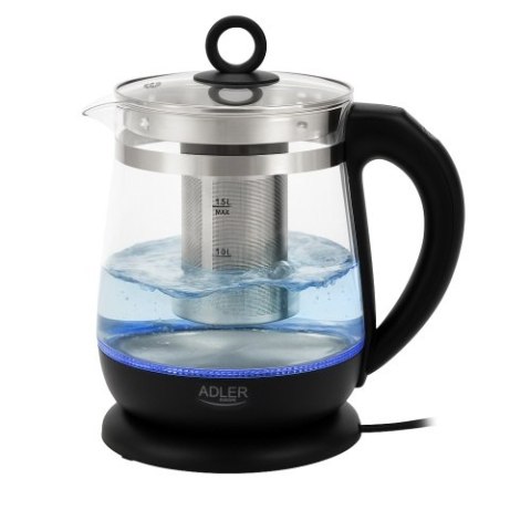 Adler Czajnik szklany 1,5 L z zaparzaczem i regulacją temperatury | 1,5 L | LED | 60-100°C |