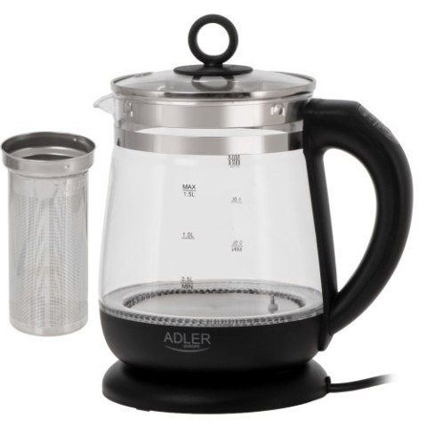 Adler Czajnik szklany 1,5 L z zaparzaczem i regulacją temperatury | 1,5 L | LED | 60-100°C |