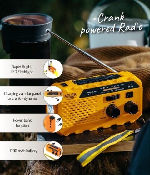 Adler Radio solarne z korbką ręczną