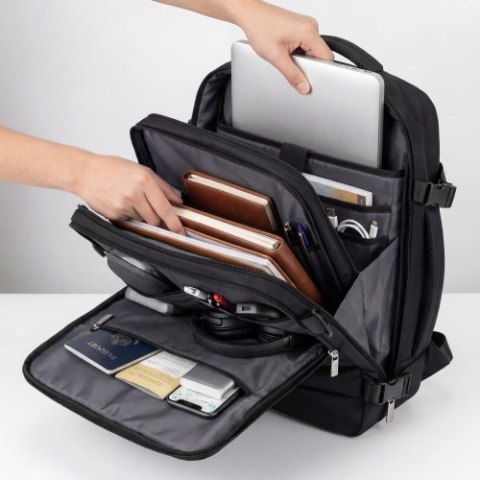 Camry Plecak Biznesowo-Sportowy On-Board Free Size 40x20x30 cm, 24L, 3 Komory, 11 Kieszeni, Laptop 17"