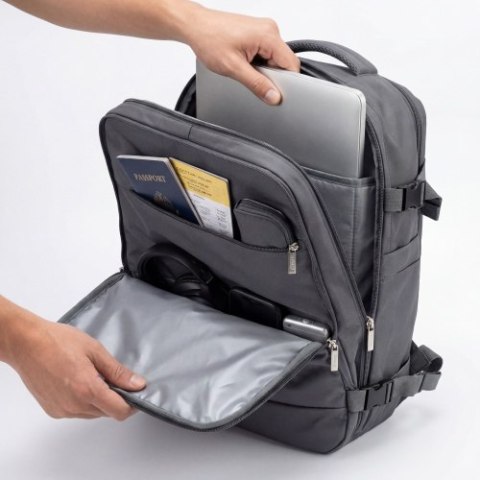 Camry Plecak Biznesowo-Sportowy On-Board Free Size 40x20x30 cm, 24L, 3 Komory, 11 Kieszeni, Laptop 17"