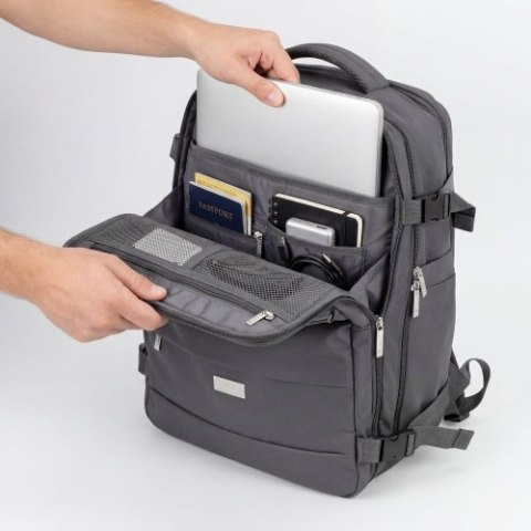 Camry Plecak Biznesowo-Sportowy On-Board Free Size 40x20x30 cm, 24L, 3 Komory, 11 Kieszeni, Laptop 17"
