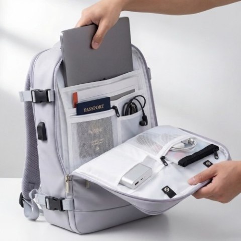 Camry Plecak Biznesowo-Sportowy On-Board Free Size 40x20x30 cm, 24L, 3 Komory, 11 Kieszeni, Laptop 17"