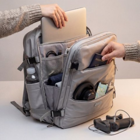 Camry Plecak Biznesowo-Sportowy On-Board Free Size 40x20x30 cm, 24L, 3 Komory, 11 Kieszeni, Laptop 17"