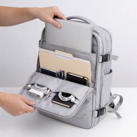 Camry Plecak Biznesowo-Sportowy On-Board Free Size 40x20x30 cm, 24L, 3 Komory, 11 Kieszeni, Laptop 17"