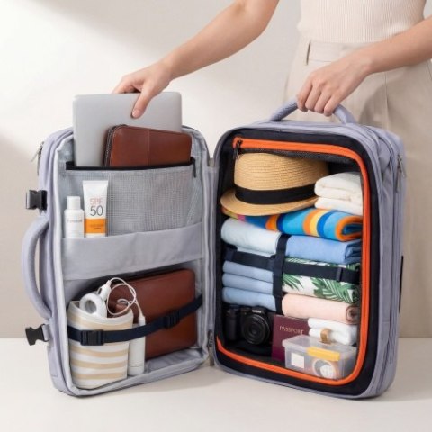 Camry Plecak Biznesowo-Sportowy On-Board Free Size 40x20x30 cm, 24L, 3 Komory, 13 Kieszeni, Laptop 15,6 cali