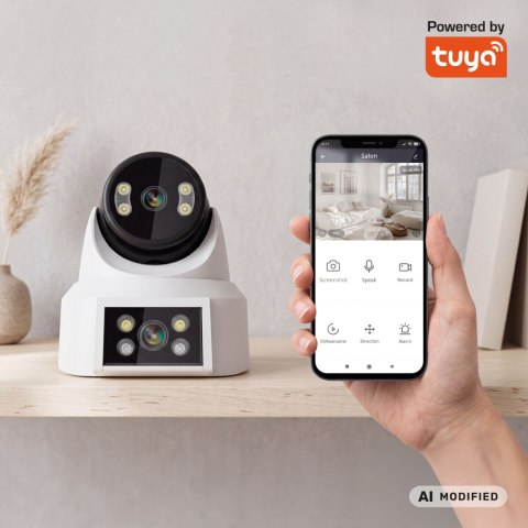 Kamera WiFi Kruger&Matz Connect C180 2x Obiektyw PTZ 360° 2K Tuya Smart Life Kolor Nocą Audio AI