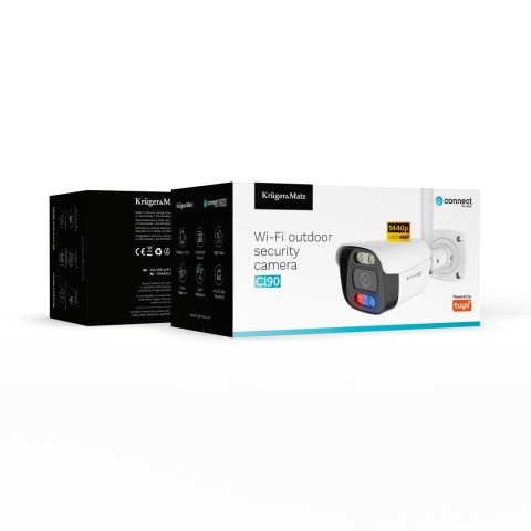 Kamera WiFi zewnętrzna Kruger&Matz Connect C190, 2K, Tuya, Smart Life, ONVIF