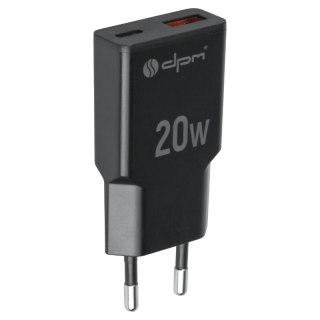 Ładowarka sieciowa 2 x USB (A+C), QC 3.0, PD, PPS, 3 A, 20 W, czarna