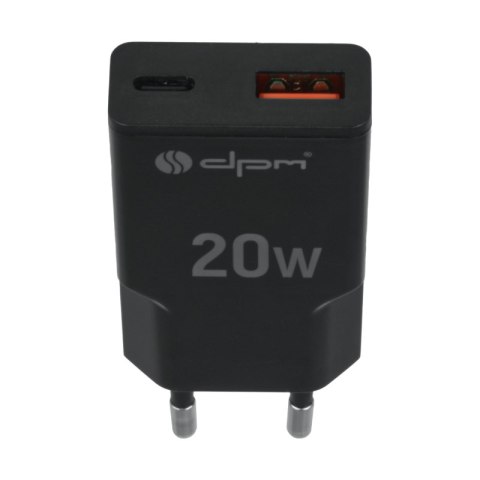 Ładowarka sieciowa 2 x USB (A+C), QC 3.0, PD, PPS, 3 A, 20 W, czarna