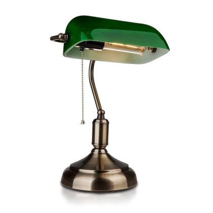 Lampa Bankierska V-TAC E27 Stare Złoto Zielony Klosz VT-7151-GR