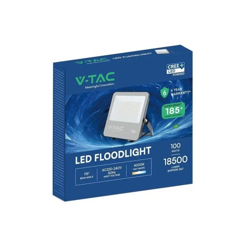 Naświetlacz LED V-TAC CREE CHIP 100W 185Lm/W czarny VT-44105 4000K 18500lm 6 lat gwarancji