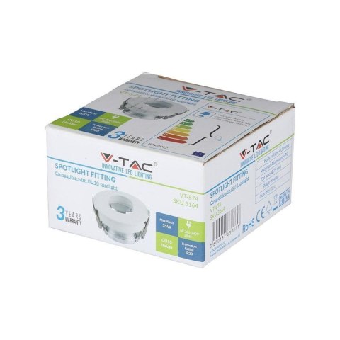 Oczko V-TAC GU10 asymetryczne wpuszczane białe/chrom okrągłe VT-874-WC 3 lata gwarancji