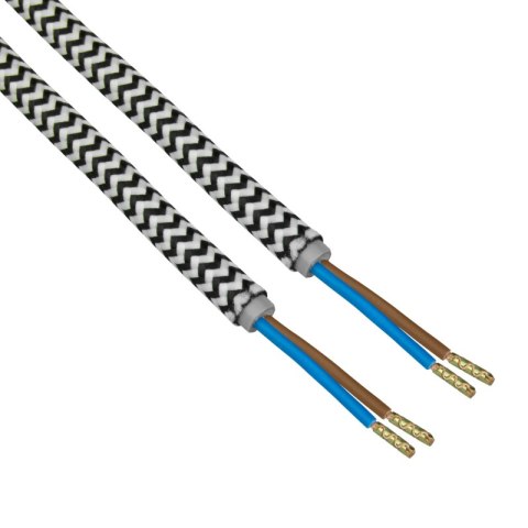 Przewód elektryczny w oplocie, 2 x 0,75 mm2, czarno-biały, 1,8 m DPM