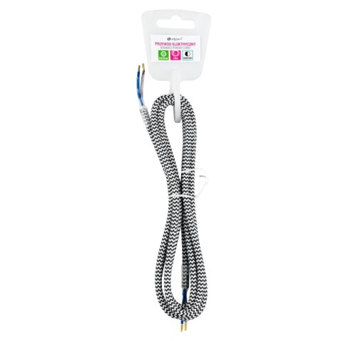 Przewód elektryczny w oplocie, 2 x 0,75 mm2, czarno-biały, 1,8 m DPM