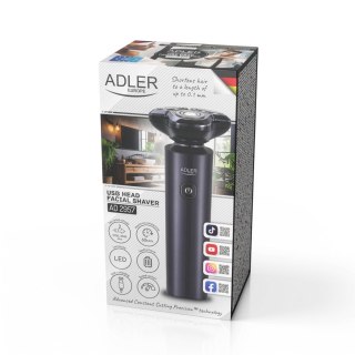 Adler Golarka głowicowa do twarzy USB-C, 3 obrotowe głowice, golenie na sucho i mokro, wodoodporność IPX7, wyświetlacz LED, 2 prędkośc