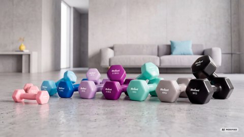 Hantelki żeliwne winylowe HEX 2x1.5kg, REBEL ACTIVE
