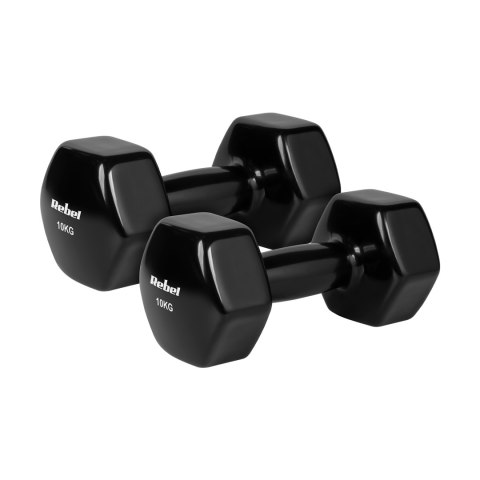 Hantelki żeliwne winylowe HEX 2x10kg, REBEL ACTIVE