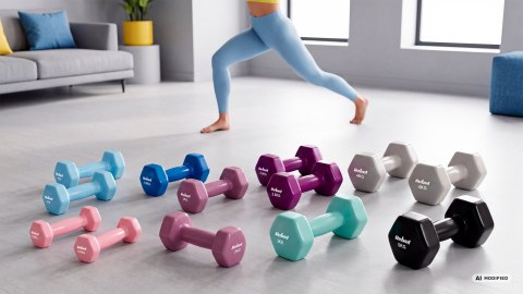 Hantelki żeliwne winylowe HEX 2x10kg, REBEL ACTIVE