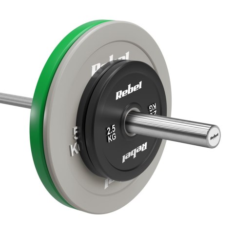 Obciążenie olimpijskie gumowane BUMPER, seria BEAST, zestaw 2x2.5kg, otwór 51 mm, REBEL ACTIVE