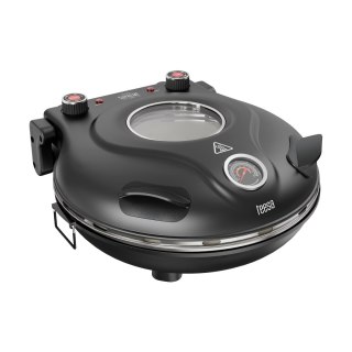 Piec do pizzy TEESA SUPREME MAX 1800 W, 400 stopni, dwie grzałki, okno, czarny, 35cm