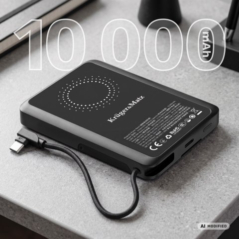 Powerbank Kruger&Matz 10000 mAh Li-pol z funkcją QC oraz PD, certyfikat CCC (kraje Azjatyckie)
