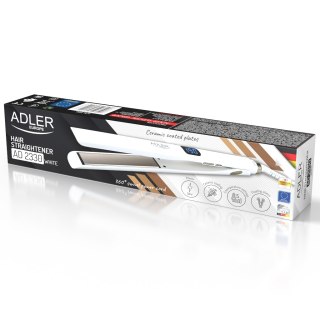 Adler Prostownica do Włosów Ceramiczna, 5 Temperatur 150-230°C, Ruchome Płytki 25 x 110 mm, Wyświetlacz LED,