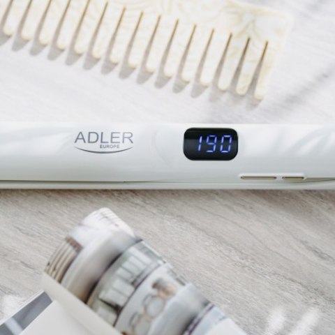 Adler Prostownica do Włosów Ceramiczna, 5 Temperatur 150-230°C, Ruchome Płytki 25 x 110 mm, Wyświetlacz LED,