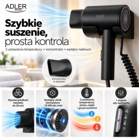 Adler Suszarka hotelowa, montowana na ścianie