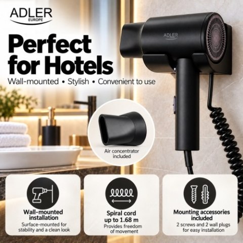 Adler Suszarka hotelowa, montowana na ścianie