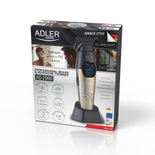 Adler Trymer do Brody i Wąsów, USB-C, Precyzyjne Konturowanie, 2 Prędkości, 3 Nasadki 1,5/3/4,5 mm, LED, 150 min Pracy, Ostrze ze Stal