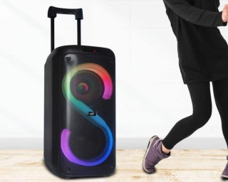 Głośnik bluetooth LTC RGB 2x8`` 400W, 2 mikrofony i pilot USB/SD/AUX/FM 7200mAh